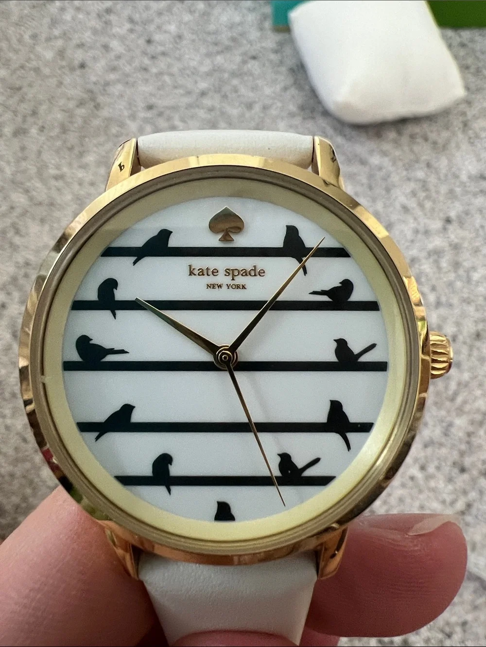 kate spade Cream Strap Gold-Tone Watch with Bird Accent Dial